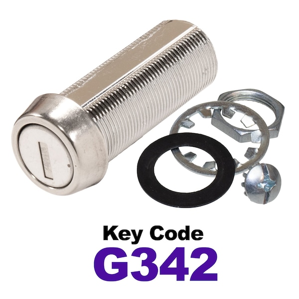 Global RV SS Compartment Lock, Cam/Blade Style, 1-3/4in Threaded Barrel, Blades not Included, Keyed to G342 CLB-342-134-SS - main